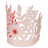 Set of 8 Pink Glitter Princess Crowns By Meri Meri